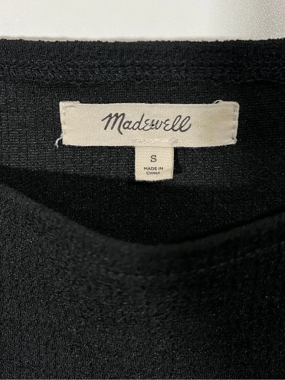 Madewell Crepe Square Neck Puff Sleeve Top in Black Size Small